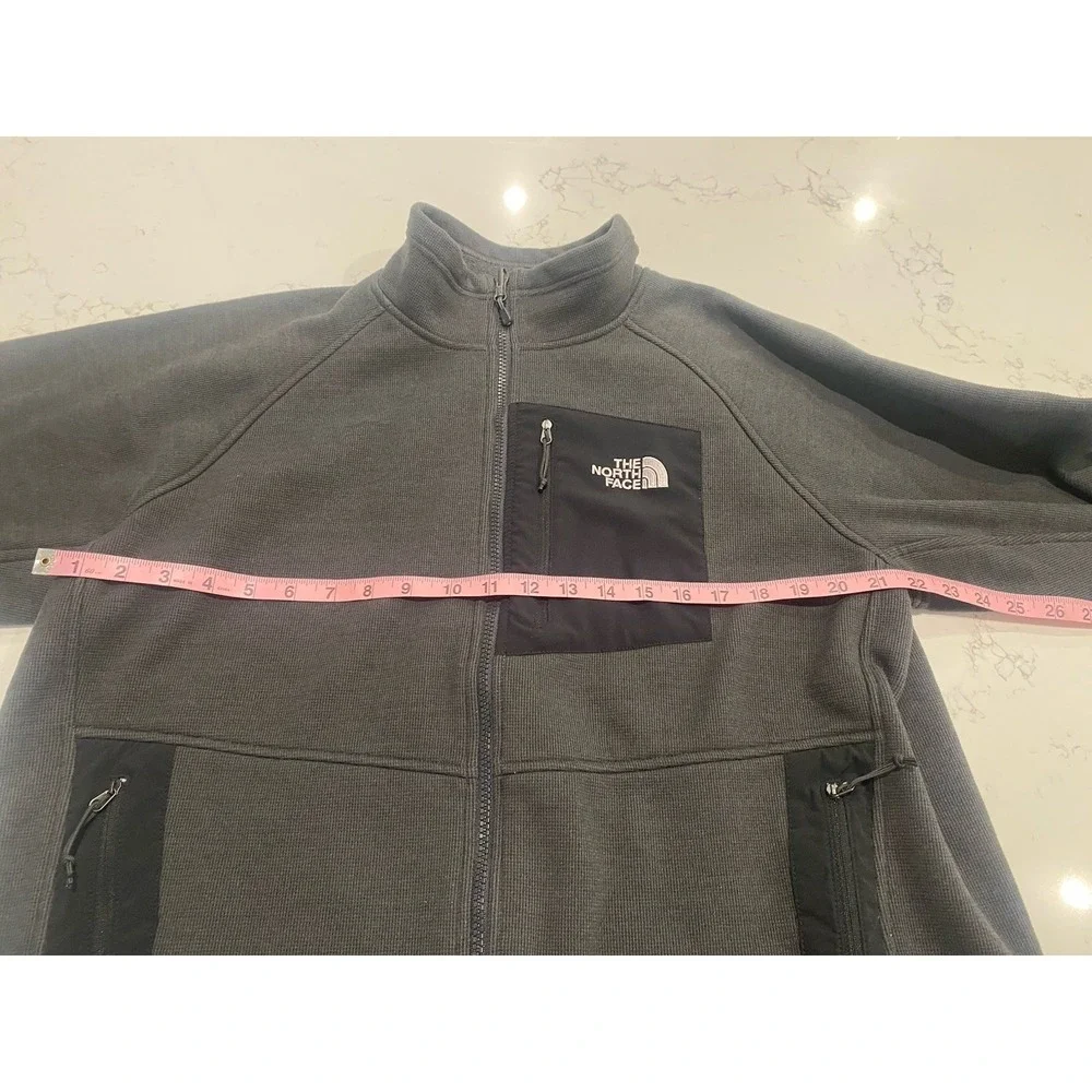 The North Face Men's L Full Zip Grid Fleece Jacket Gray Gorpcore Hiking Outdoor
